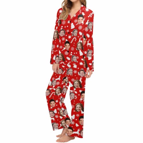 M YESCUSTOM Custom Christmas Family Matching Pajama - Personalized Funny Face Crew Neck Pajama Set for Family Adult Man Woman3