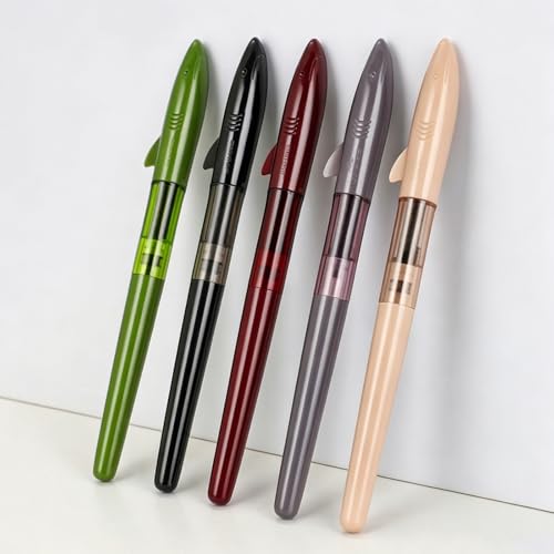 Jinhao Fountain Pen New Shark Shape Set of 5 PCS, Fine Nib Diversity Color Pen with Refillable Converters, School Office Supplies