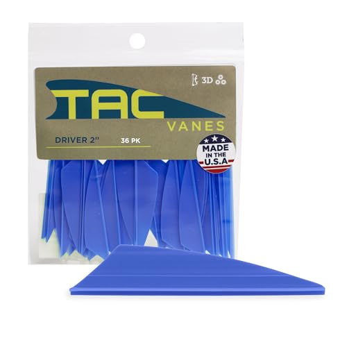 TAC Vanes Driver Hybrid Vanes, Archery & Bow Hunting, 36 Pack, 2" Blue