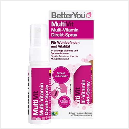 BetterYou Multi-Vitamin Direkt-Spray - Zum Sprühen auf die Mundschleimhaut - 14 wichtige Vitamine und Spurenelemente - praktisch, schnell und effektiv - Für Ihr Wohlbefinden - 25ml Cover