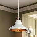 KSANA Pendant Light Kitchen Island, White and Gold Pendant Light Fixture with Metal Shade Modern Pendant Lighting for Kitchen Dining Room Hallway