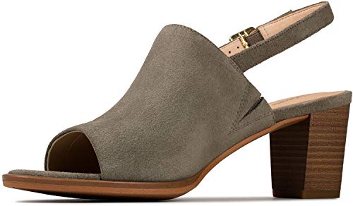 Image of Clarks womens Kaylin 60 Sling Heeled Sandal, Sage Suede, 6.5 US, Sage Suede