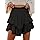 Aoudery Flowy Shorts for Women Casual Boho Ruffle Tiered Skorts High Waist Mini Skirts Golf Tennis Butterfly Crochet Shorts - Black XXL