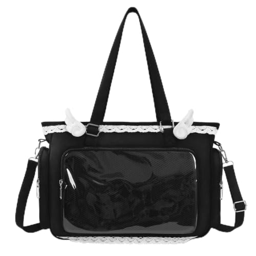 YFGBCX Lace Ita Crossbody Bag with Clear Window, Display Insert & Wing Pins (Black) - image 1