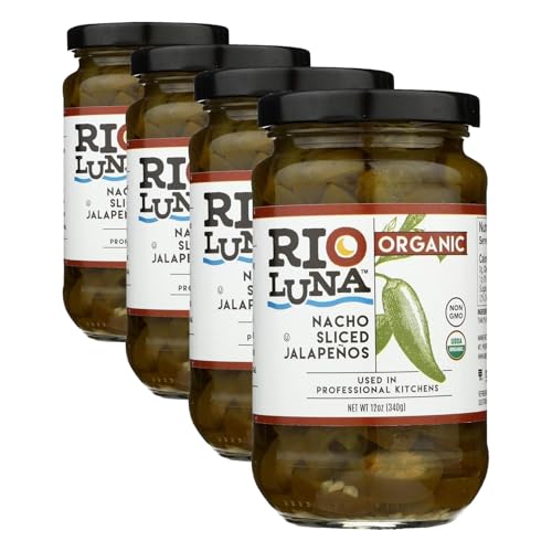 RIO LUNA Organic Nacho Sliced Jalapenos, 12 oz (Pack of 4)
