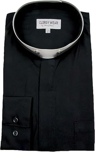 MercyRobes Men's Clergy Shirt Long Sleeves Black