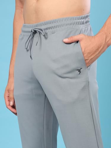 Image of TECHNOSPORT Men Mid Rise Solid Regular Fit Track Pant with Technodry, Antimicrobail for Gym, Workout, Sports and Regular Use