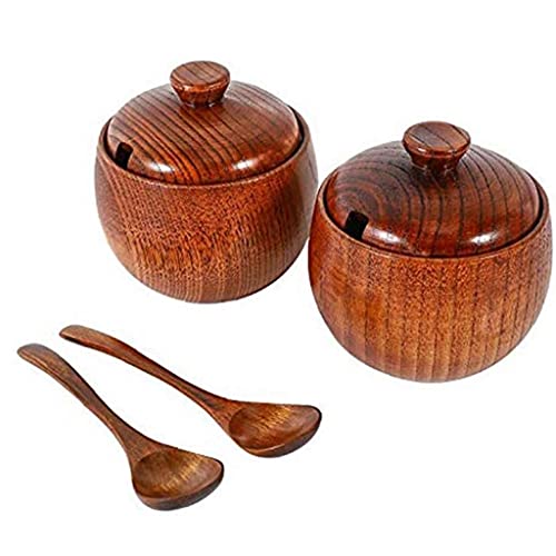 SUIKER KOM HOUTPICE POT JAR ZOUT KELLAR CRUSIVE CONTAINER MET DOESTELLING VOOR KEUKEN OPSLAG 2SET, Thuis Essentials - Image 6