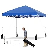 HOMASIS Gazebo Pieghevole 3x3 M, Pergola Pop-Up Regolabile in Altezza, Gazebo Esterno Resistente con Corde del Vento e Sacchi di Sabbia, Tendone Portatile con Borsa per il Trasporto (Blu)