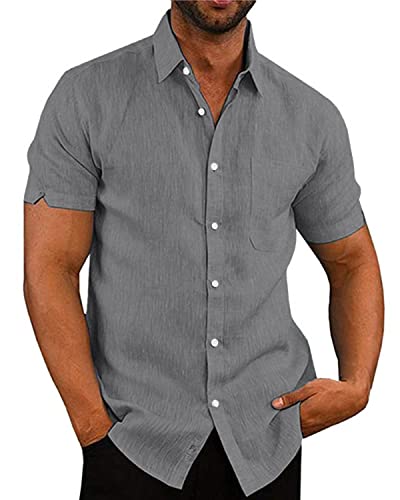 AUDATE Herren Hemd Kurze Ärmel Regular Fit Men's Shirts Hemden...