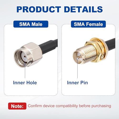 Cable coaxial SMA macho a hembra RG316 de 1 metro extensor de antena WLAN de baja pérdida 2 uds 3