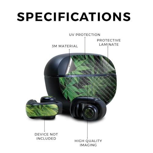 Image of Carbon Fiber Skin Compatible with Bose Ultra Open Earbuds - Weed - Premium 3M Vinyl Protective Wrap Decal Cover - Easy to Apply | Crafted in The USA by MightySkins