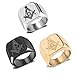 VQYSKO Stainless Steel Masonic Signet Ring - Silver 7