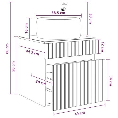 Mueble para lavabo de madera gris hormigón con almacenamiento de pared 49 cm 3
