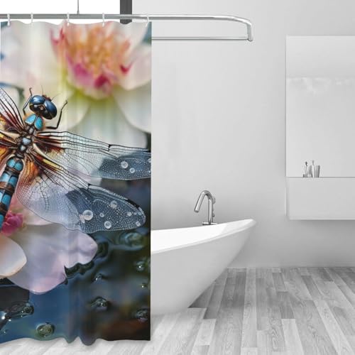 Rideau de douche libellule chic en tissu épais imperméable de qualité supérieure pour bain - 6