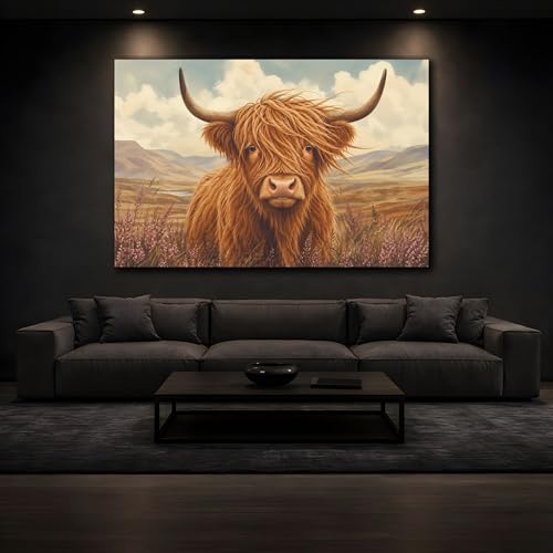 Tableau décoration salon vache Highland déco murale horizontale - 4