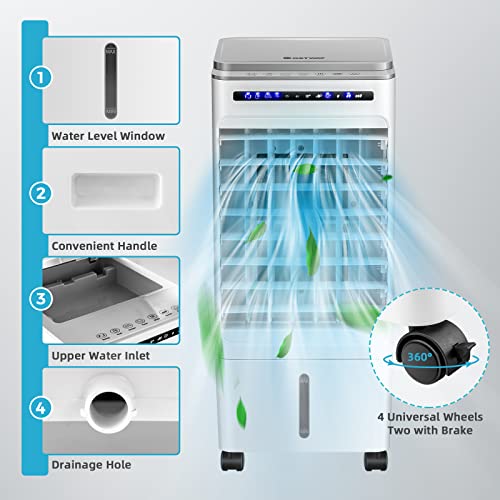 COSTWAY Evaporative Air Cooler, Bladeless Air Cooling Fan with Remote Control & 3 Wind Speeds, 4 Ice Boxes, 7H Timer, Portable Air Cooler for Room, Bedroom, Home, Office image 1