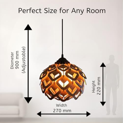 Image of Wood Pinecone Pendant lamp, Wooden Ceiling lamp, Wooden Hanging lamp handicrafted Home decore Chandelier Light (Lotus 1S)
