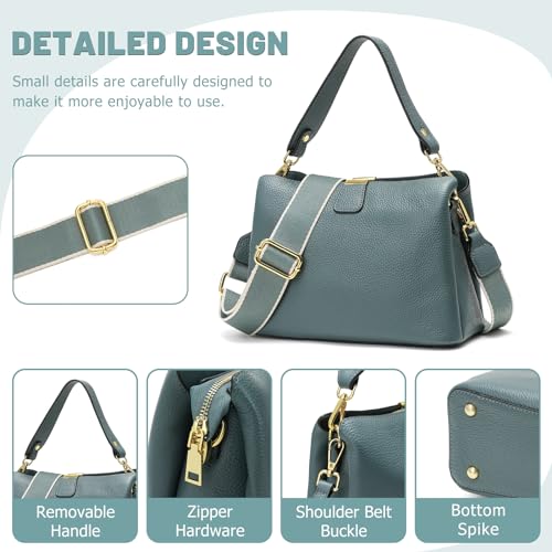 Image of Small Women Soft Genuine Leather Shoulder Bag Crossbody Purses for Lady Bucket Handbag
