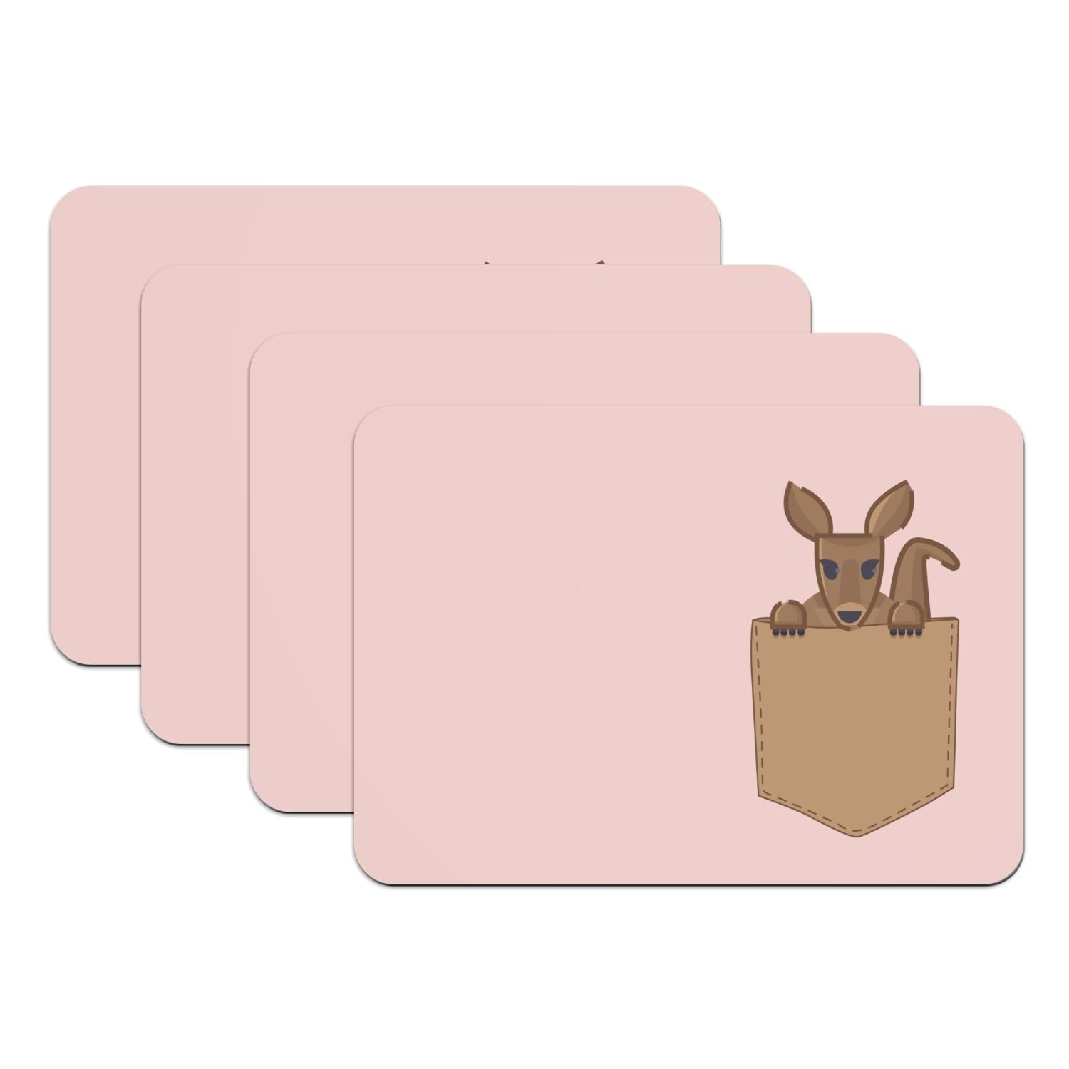 Sets de table rose en caoutchouc grand format lavable à dessin kangourou d'Australie