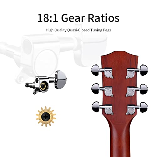 Rosen Solid Top Dreadnought Acoustic Guitar 41 Inches Spruce Guitar Beginner Bundle With Book, Padded Bag, Strings, Picks, Tuner, Hexwrench, Strap, Polishing Cloth, Blue #TOP3