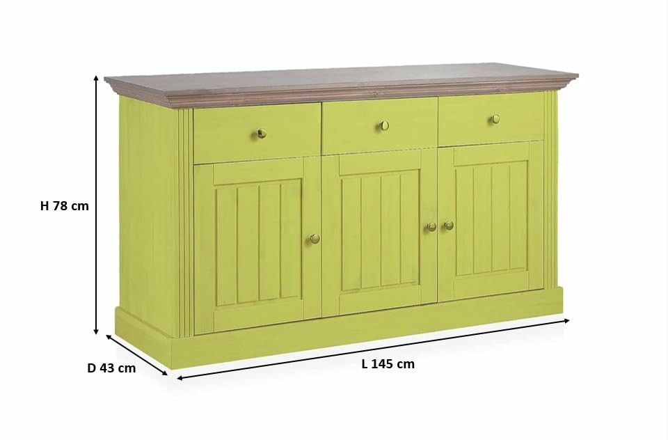 Image of APRODZ Solid Wood Alegre Sideboard Storage Cabinet for Living Room | Leafy Splendor