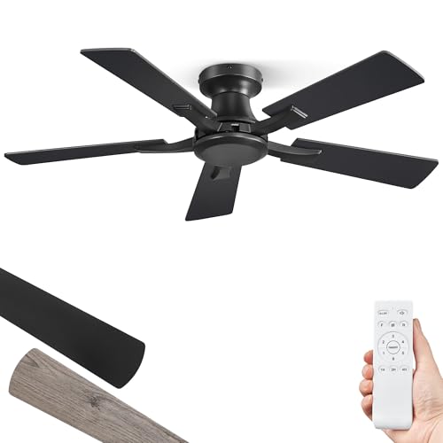 ZMISHIBO 42 Inch Ceiling Fan No Light, Flush Mount Low
