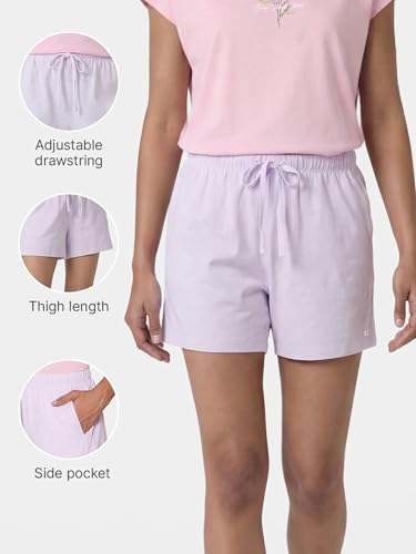 Image of Enamor Drawstring Mid Thigh Length Mid Rise Basic Shorts - Relaxed Fit, Super Soft Cotton - E062