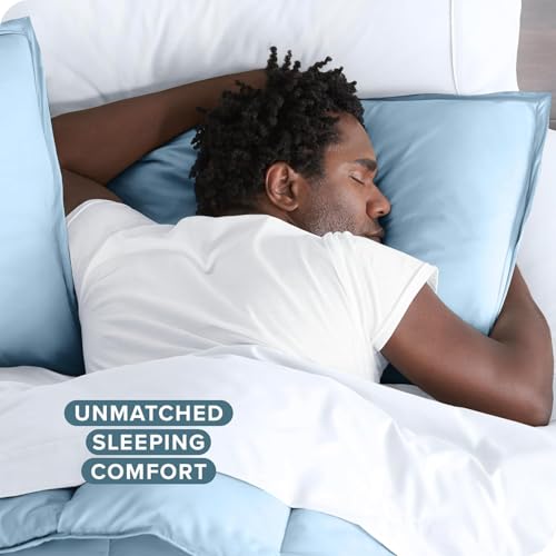 Image of Viewstar Premium Cotton Duvet Cover, Single Size 60x90 Inches, 300 Thread Count, Ultra-Soft, Wrinkle-Free, Cotton-Quilt /Comforter Zipper Cover (Sky Blue)
