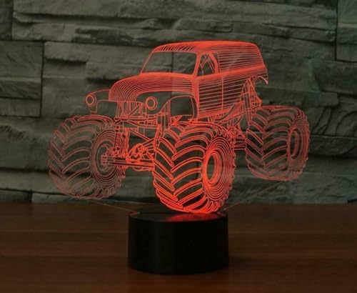 Lámpara de escritorio 3D monster tractor multicolor miniatura 4