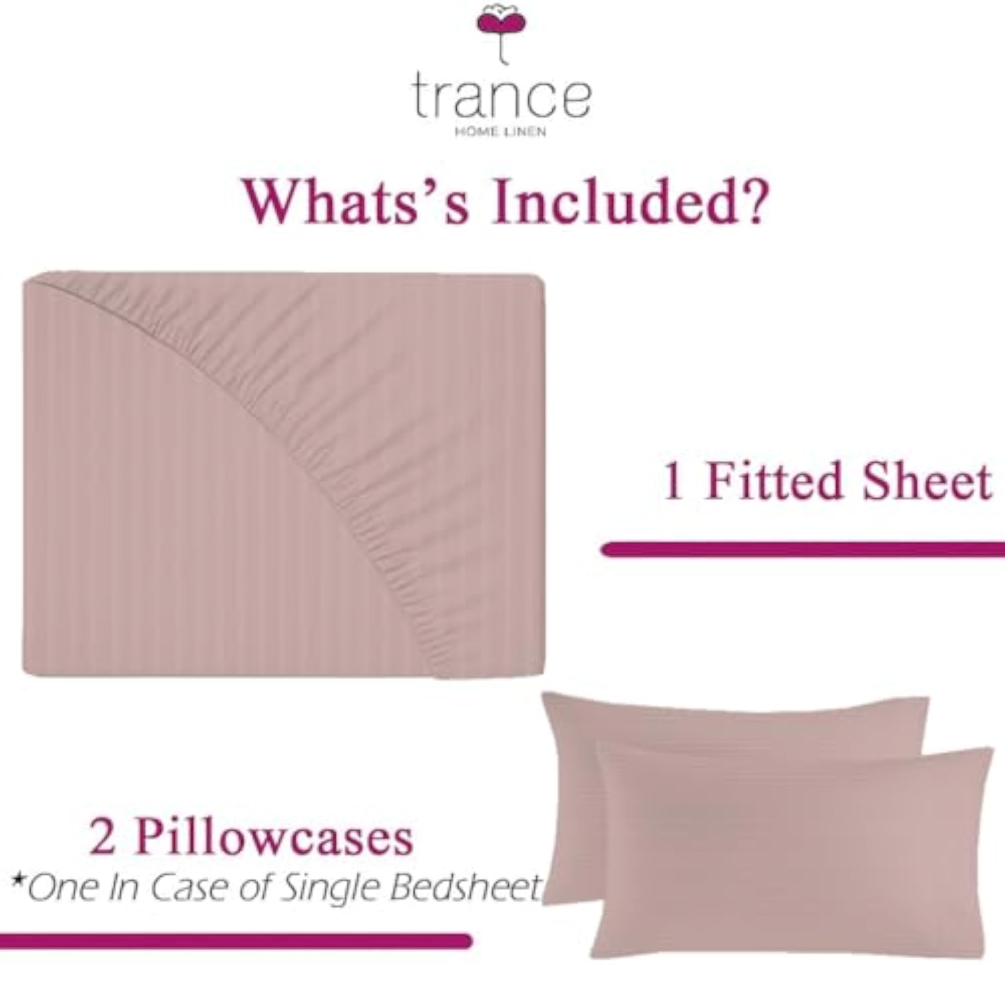 200 TC Cotton Satin Striped Twin Size Fitted Bedsheet