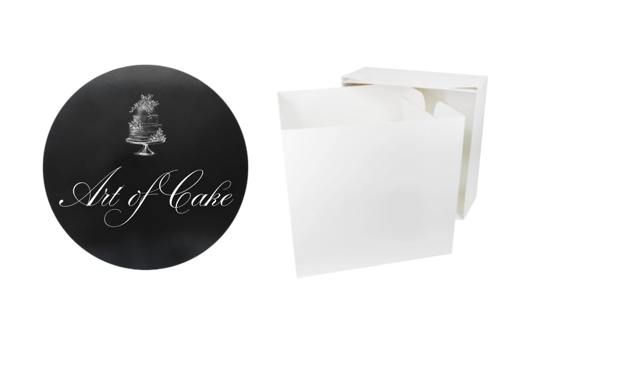 Art Of Cake Black/White Art Of Cake® 12 Inch Glossy Masonite Cake Board (5Mm) And Tall Cake Box (12X12x12)