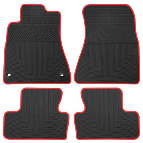 Matericuo Car Floor Mats Custom Fit for Lexus is 2005-2013 IS350 IS250 Black Red Rubber Auto Liner Mats All Weather Protection Heavy Duty Odorless