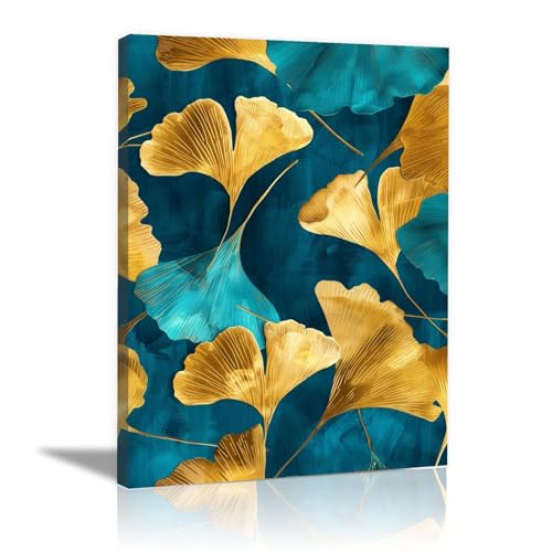 Tableaux sur toile feuille de ginkgo pour habiller un mur vide de salon ou cuisine