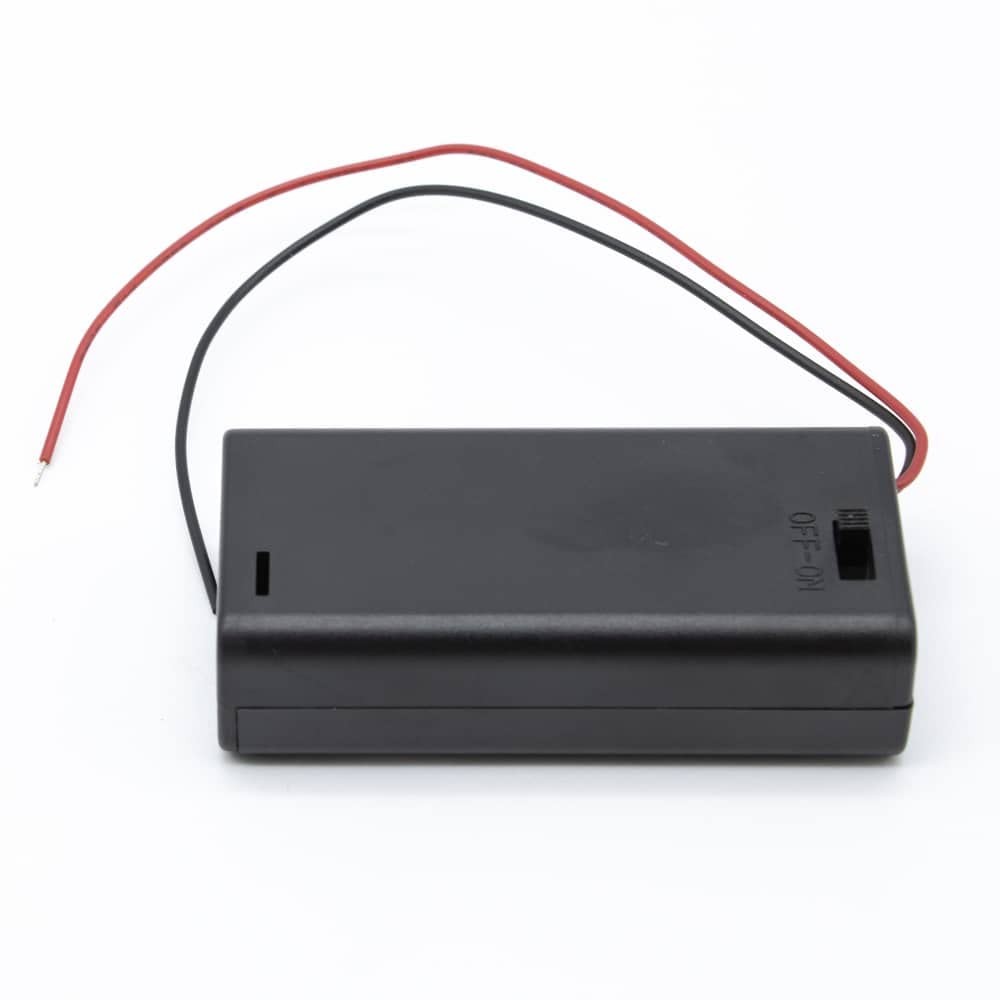 Cablepelado - Portabatterie per 2 batterie LR6 AA con interruttore, nero
