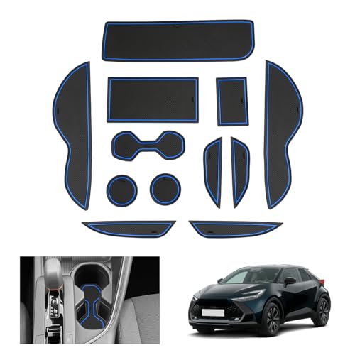 Alfombrillas antideslizantes Toyota C-HR 2024-2026 de goma lavable para amortiguar ruidos azul
