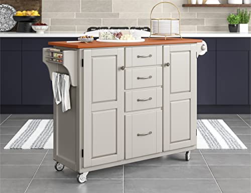 Create-A-Cart White 2 Door Cabinet Kitchen Cart With Oak Top By Home Styles #TOP5