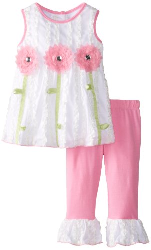 Rare Editions Baby Baby Girls' Flower Applique Legging Set