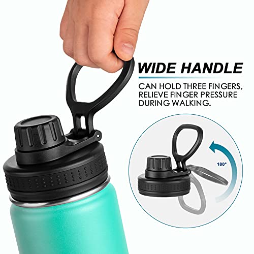 Image of koodee Water Bottle for School 2 Pack 12 oz Stainless Steel Vacuum Insulated Wide Mouth Sports Water Bottle with Leakproof Spout Lid (Fuchsia Red-Teal)