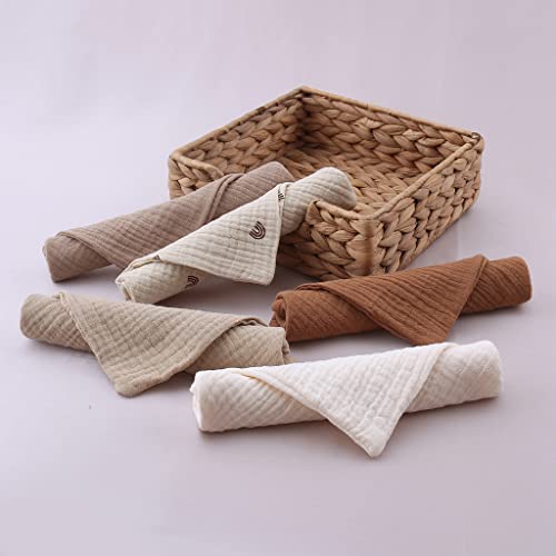 Image of 5 Pcs Towel Baby Face Cloth Baby Bath Towel Handkerchief Cotton Burp Cloth Soft Absorbent Gauze Kindergarten Washcloth, As Pic Shows