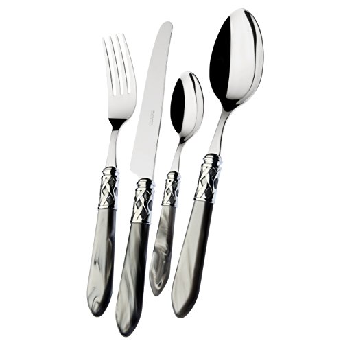 Ménagère BUGATTI Aladdin 24 pièces nacre grise et chrome élégante - 2