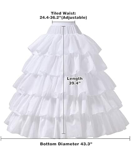 Petticoat for Women Crinoline Underskirt 4 Hoops Skirt 5 Ruffles Layers Ball Gown Half Slips Under Dress for Women Wedding Dress4