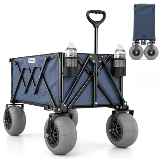 Rangland Beach Wagon with Big Wheels for Sand - All Terrain Steel Frame Utility Cart with 9" Pneumatic Tires, Collapsible Folding Design (Sand Warrior RX800)