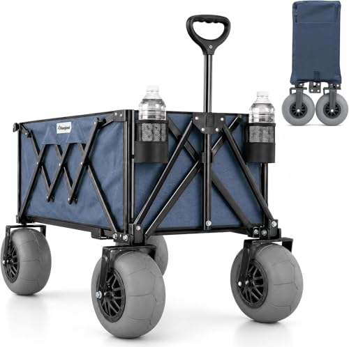 Rangland Beach Wagon with Big Wheels for Sand - All Terrain Steel Frame Utility Cart with 9' Pneumatic Tires, Collapsible Folding Design (Sand Warrior RX800)