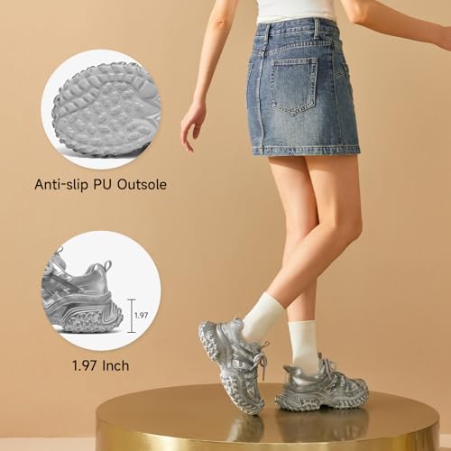 BEAU TODAY Chunky Sneakers for Women，Womens Fashion Sneakers, Genuine Leather Sneakers for Women, Lace Up Comfortable Casual Walking Dad Shoes3