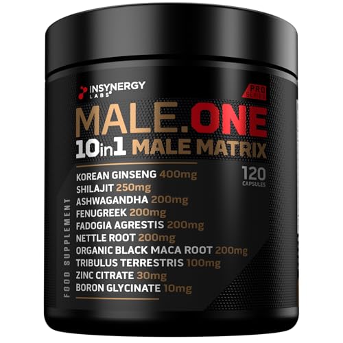 Male One 10 in 1 Male Matrix Supplement for Men Ashwagandha Maca Fenugreek Normal Muscle Function Support Energy Drive Recovery (2 Month Supply)