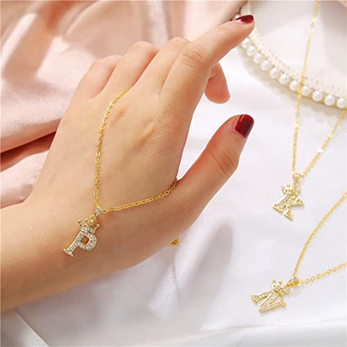 Letter A-Z pendant necklace Crown letter pendant Charming initials chain necklace, inlaid crystal letter necklace4