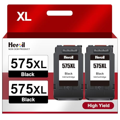 Heroil PG-575 PG-575XL Nero Cartouche d'encre Substituzione pour Canon 575 XL PG 575 PG-575 PG575XL pour PIXMA TS3550i TS3551i TS3750i TR4750i TR4751i (575XL Nero,2-Pack)