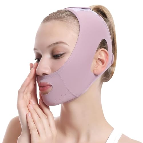XBFOCNH V Face Masks, Reusable V-Line Mask, for Double Chin and Saggy Face Skin, Purple