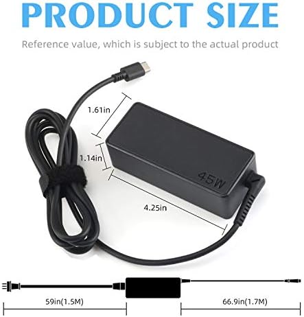 45W USB-C Type C Laptop Charger for Lenovo Chromebook, Thinkpad, Yoga; HP Chromebook X360, Spectre X360; Dell Xps; ASUS ZenBook Chromebook and More USB Type C Charging Notebook